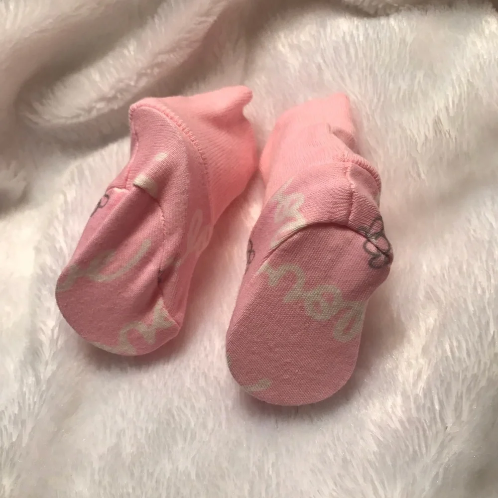 Preemie Baby Pink Love Sock Booties